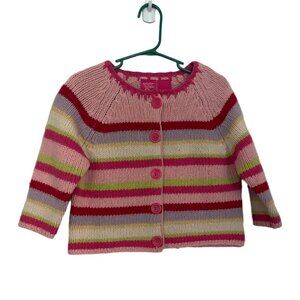 Potato Tomato Pastel Striped 100% Wool Cardigan, kids